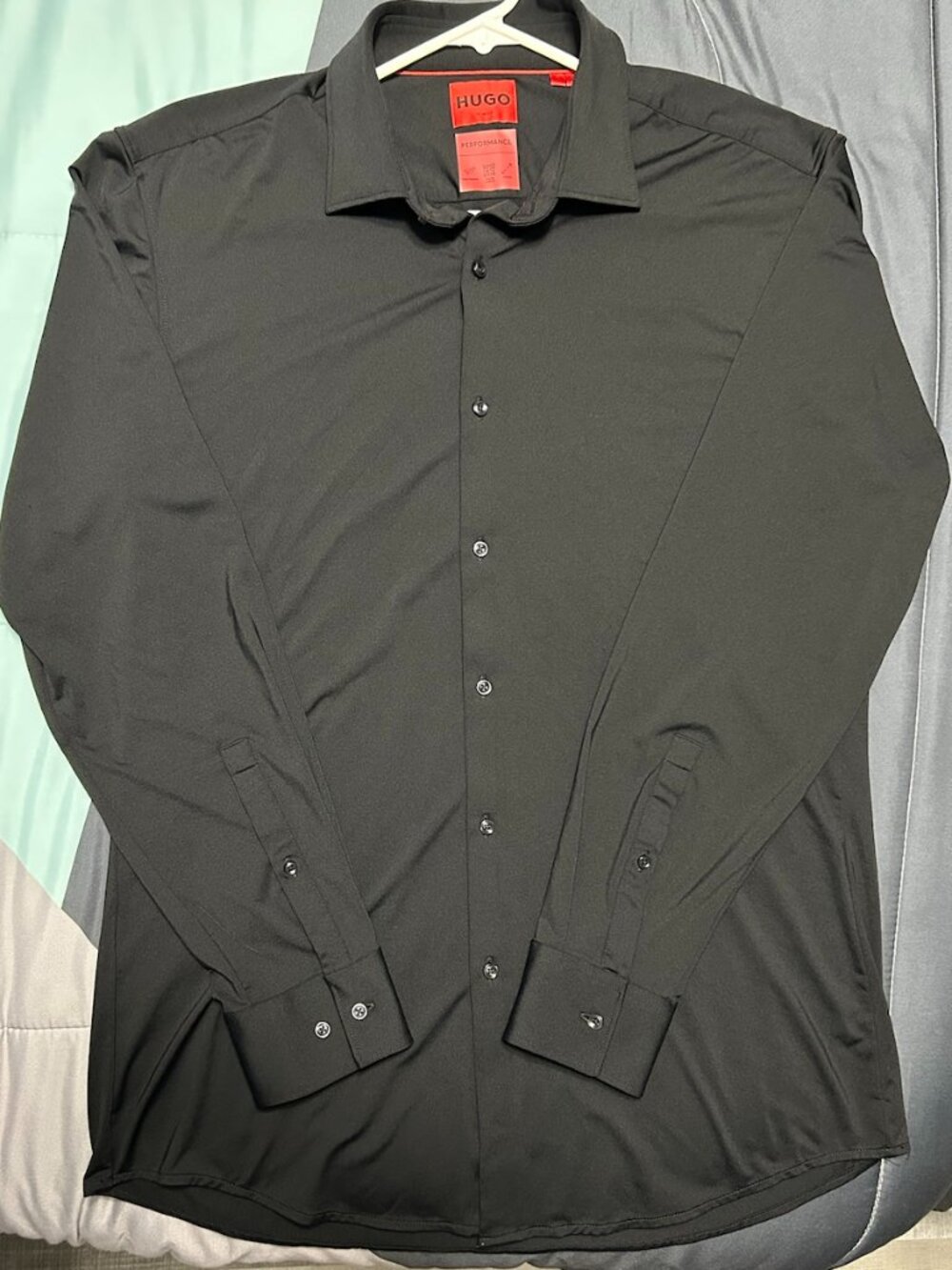 HUGO Hugo Boss Men's Black Slim-Fit Kenno Stretch Performance Dress Shirt 40/16